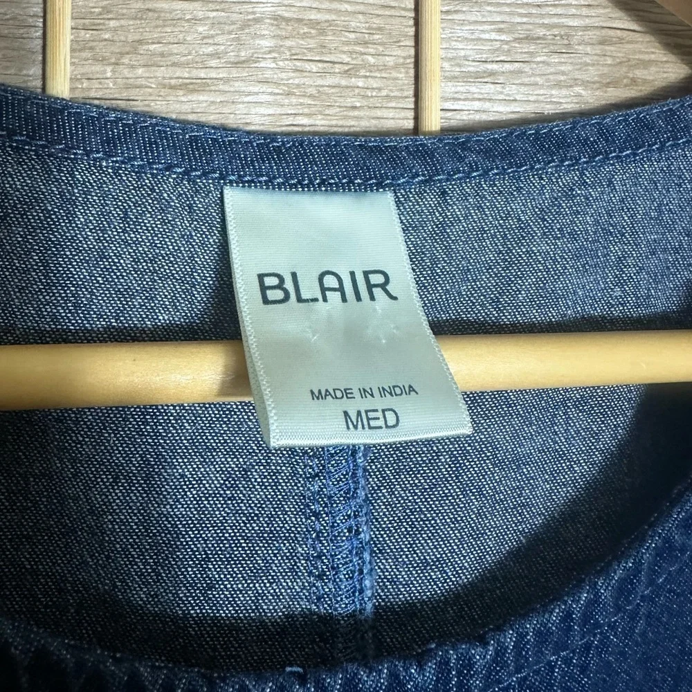 Blair 100% Cotton Made in India Front Pockets Denim Dress - Size Medium - Picture 3 of 11
